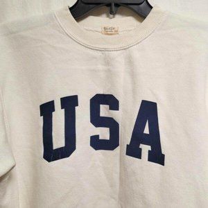 John Galt Size Small USA Crewneck Longsleeve Cream Sweatshirt